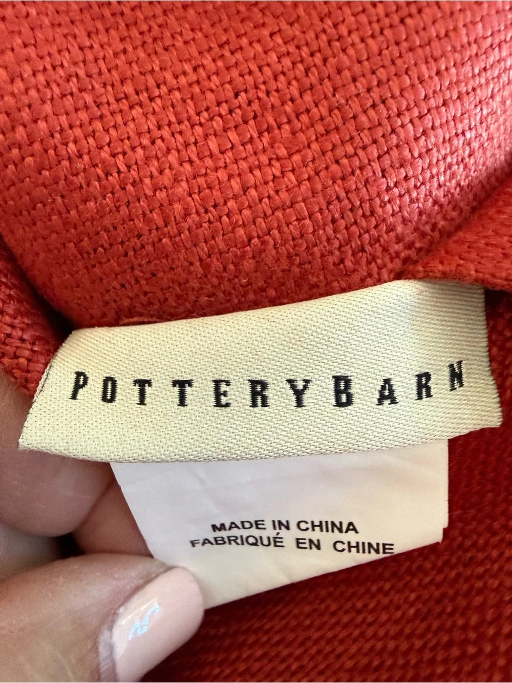 Pottery Barn Linen Pillow Cover with Large Natural brown button closure
